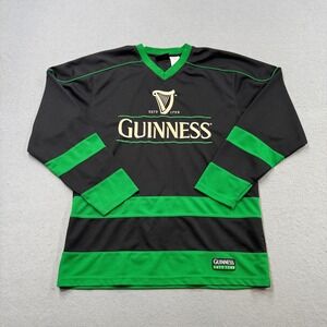Guinness Hockey Jersey Mens Medium Black Green Harp 1759 Embroidered‎ Irish